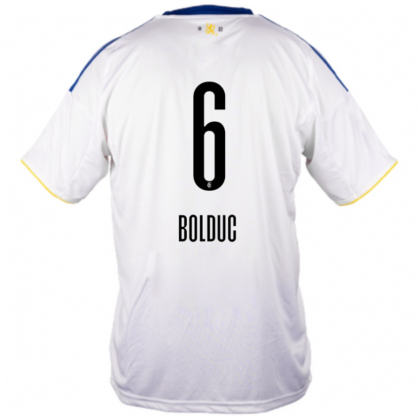 נשים Tyler Bolduc #6 לבן כחול צהוב הרחק ג'רזי 2025/26 חולצה קצרה