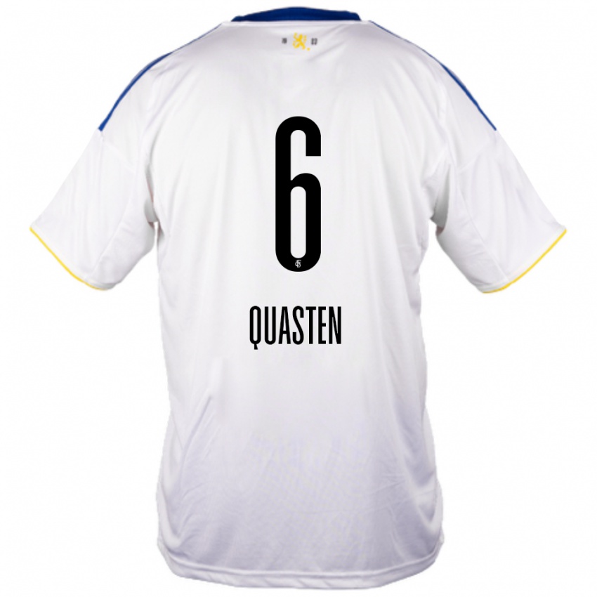 נשים Felix Quasten #6 לבן כחול צהוב הרחק ג'רזי 2025/26 חולצה קצרה