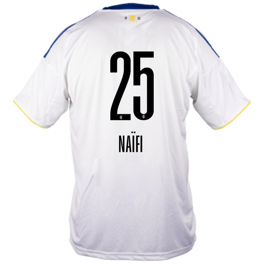 נשים Amine Naïfi #25 לבן כחול צהוב הרחק ג'רזי 2025/26 חולצה קצרה