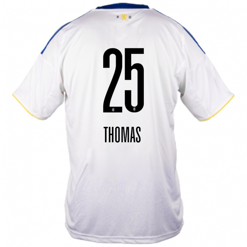 נשים Jakob Thomas #25 לבן כחול צהוב הרחק ג'רזי 2025/26 חולצה קצרה