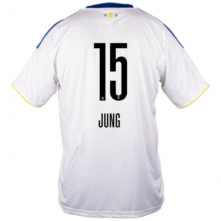 נשים Elias Jung #15 לבן כחול צהוב הרחק ג'רזי 2025/26 חולצה קצרה
