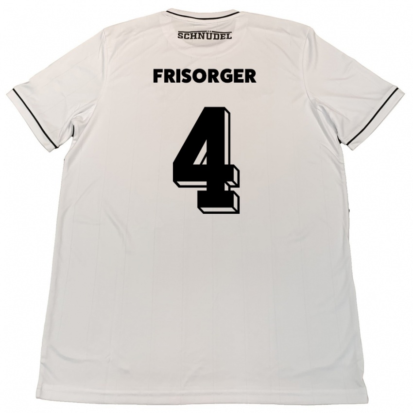 נשים Kevin Frisorger #4 לבן שחור הרחק ג'רזי 2025/26 חולצה קצרה