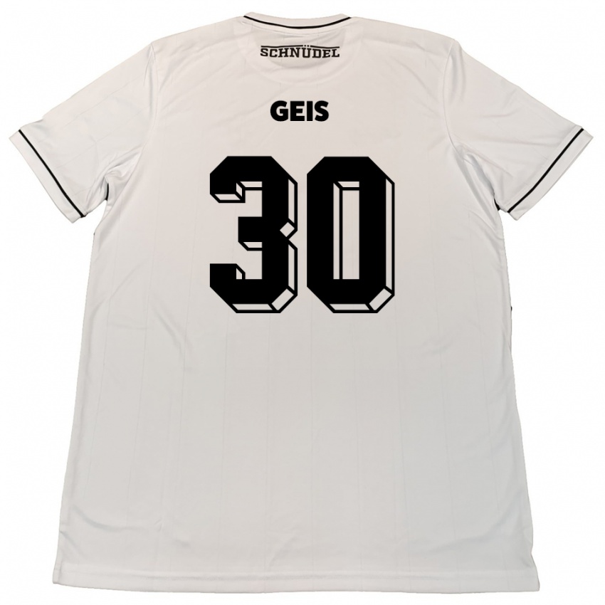 נשים יוהנס גייס #30 לבן שחור הרחק ג'רזי 2025/26 חולצה קצרה