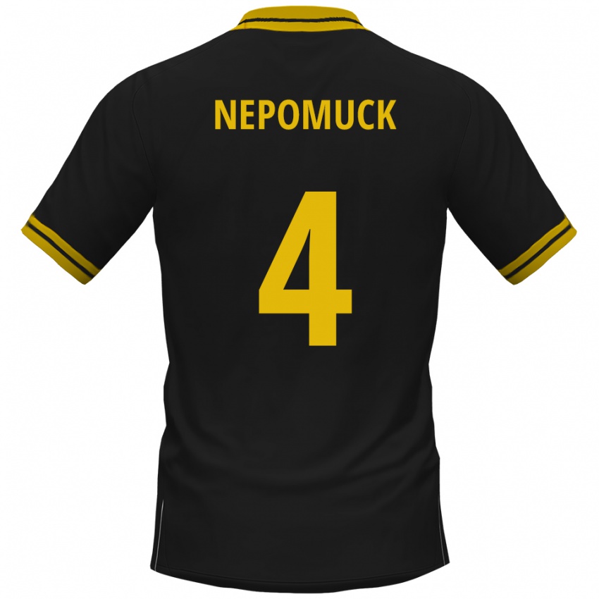 נשים Simon Nepomuck #4 שחור צהוב הרחק ג'רזי 2025/26 חולצה קצרה