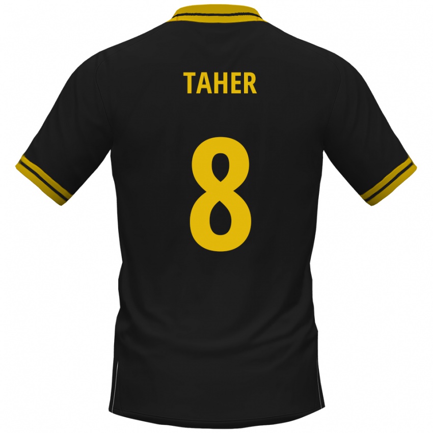 נשים Kanischka Taher #8 שחור צהוב הרחק ג'רזי 2025/26 חולצה קצרה