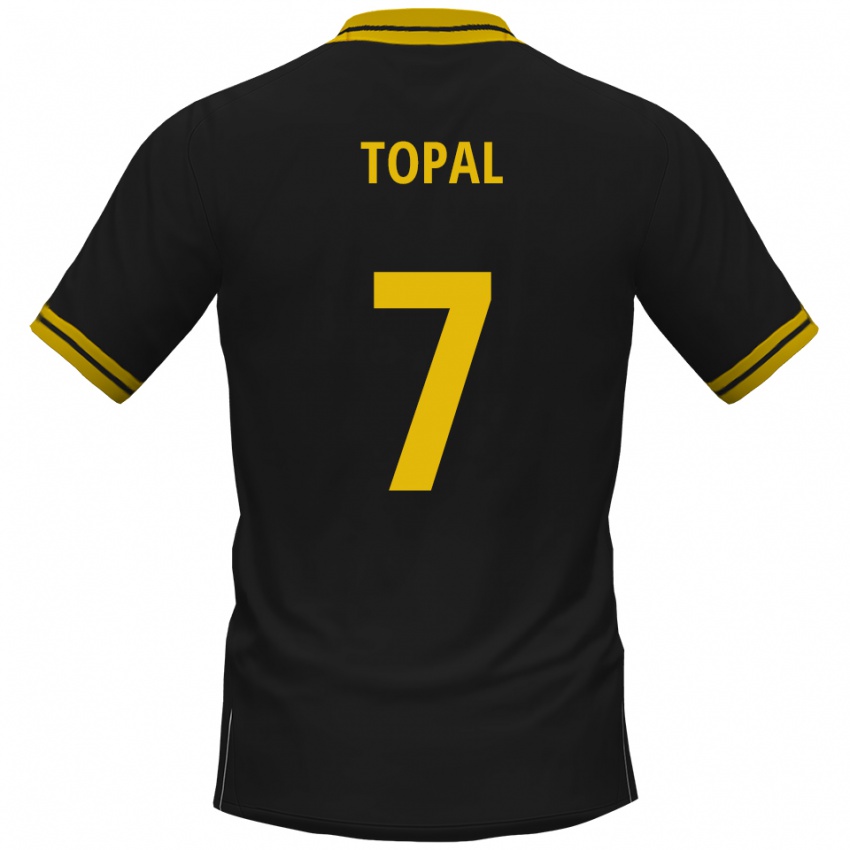 נשים Sidar Topal #7 שחור צהוב הרחק ג'רזי 2025/26 חולצה קצרה