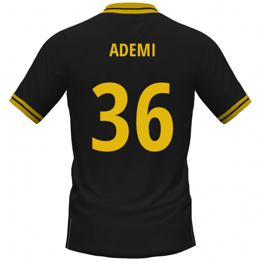 נשים Faton Ademi #36 שחור צהוב הרחק ג'רזי 2025/26 חולצה קצרה