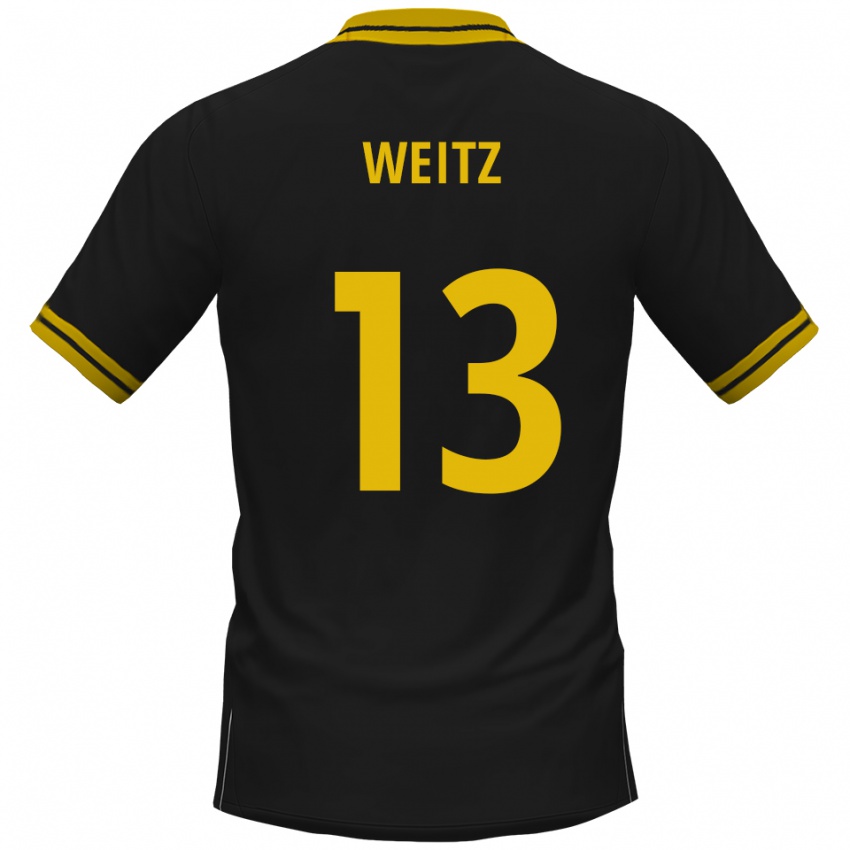 נשים Oliver Weitz #13 שחור צהוב הרחק ג'רזי 2025/26 חולצה קצרה