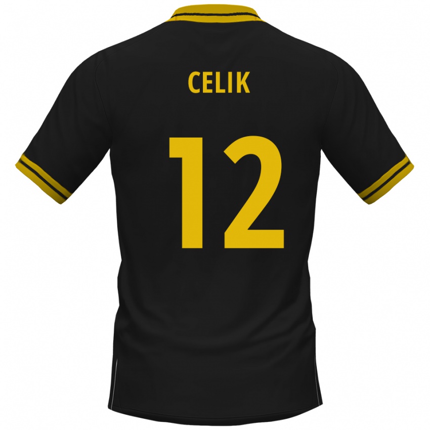 נשים Haci Celik #12 שחור צהוב הרחק ג'רזי 2025/26 חולצה קצרה