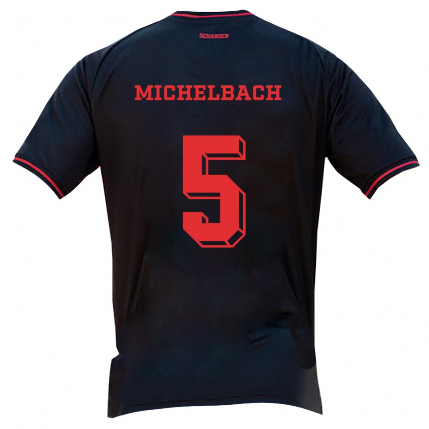 נשים קיליאן מיכלבאך #5 שחור אדום לבן הרחק ג'רזי 2025/26 חולצה קצרה