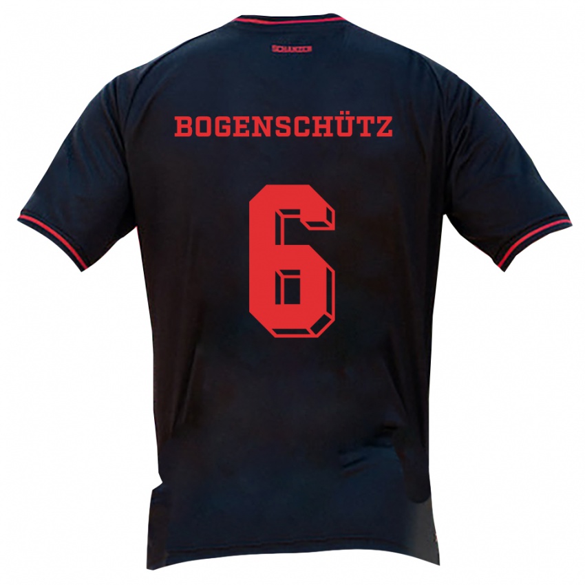 נשים קרסטין בוגנשוץ #6 שחור אדום לבן הרחק ג'רזי 2025/26 חולצה קצרה