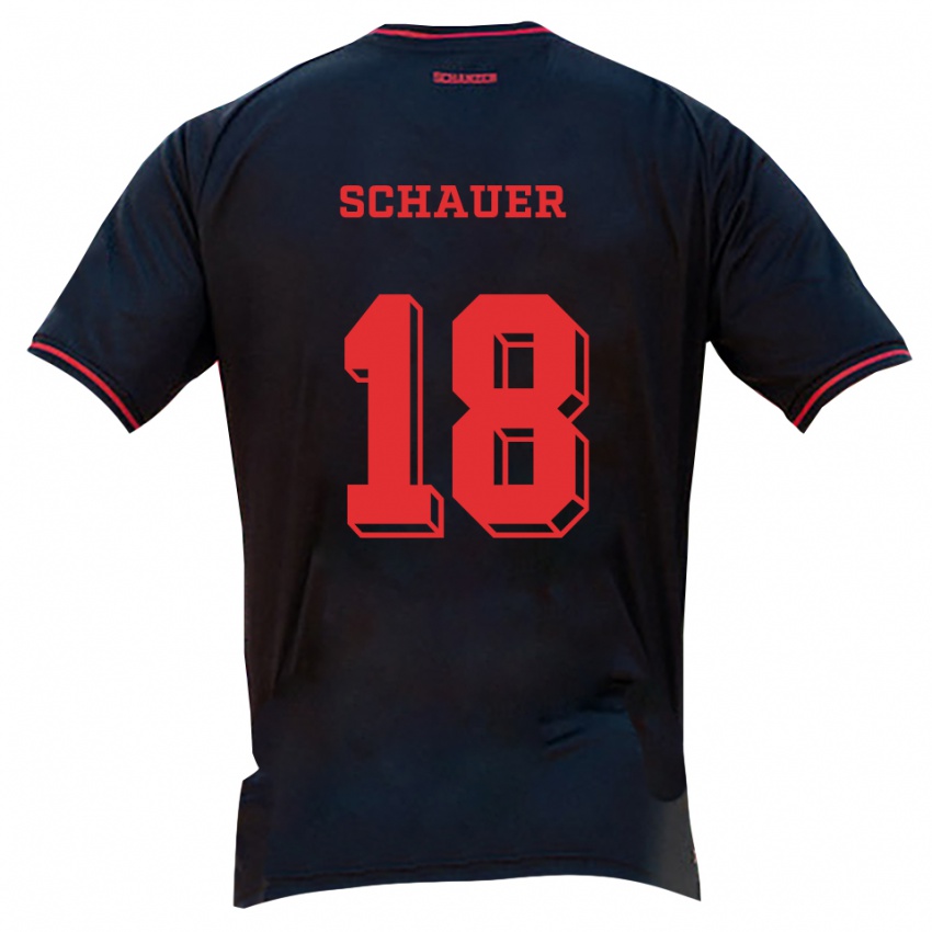 נשים Sarah Schauer #18 שחור אדום לבן הרחק ג'רזי 2025/26 חולצה קצרה