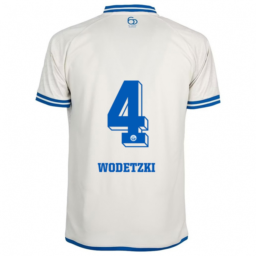 נשים Oskar Wodetzki #4 לבן כחול הרחק ג'רזי 2025/26 חולצה קצרה