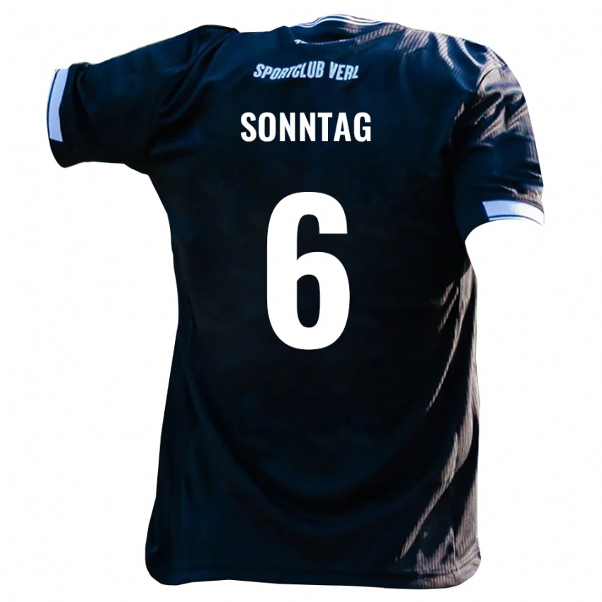 נשים Cristiano Sonntag #6 שחור לבן הרחק ג'רזי 2025/26 חולצה קצרה