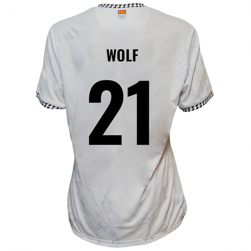 נשים Lucas Wolf #21 לבן שחור הרחק ג'רזי 2025/26 חולצה קצרה