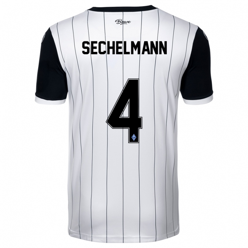 נשים Tim Sechelmann #4 לבן שחור הרחק ג'רזי 2025/26 חולצה קצרה