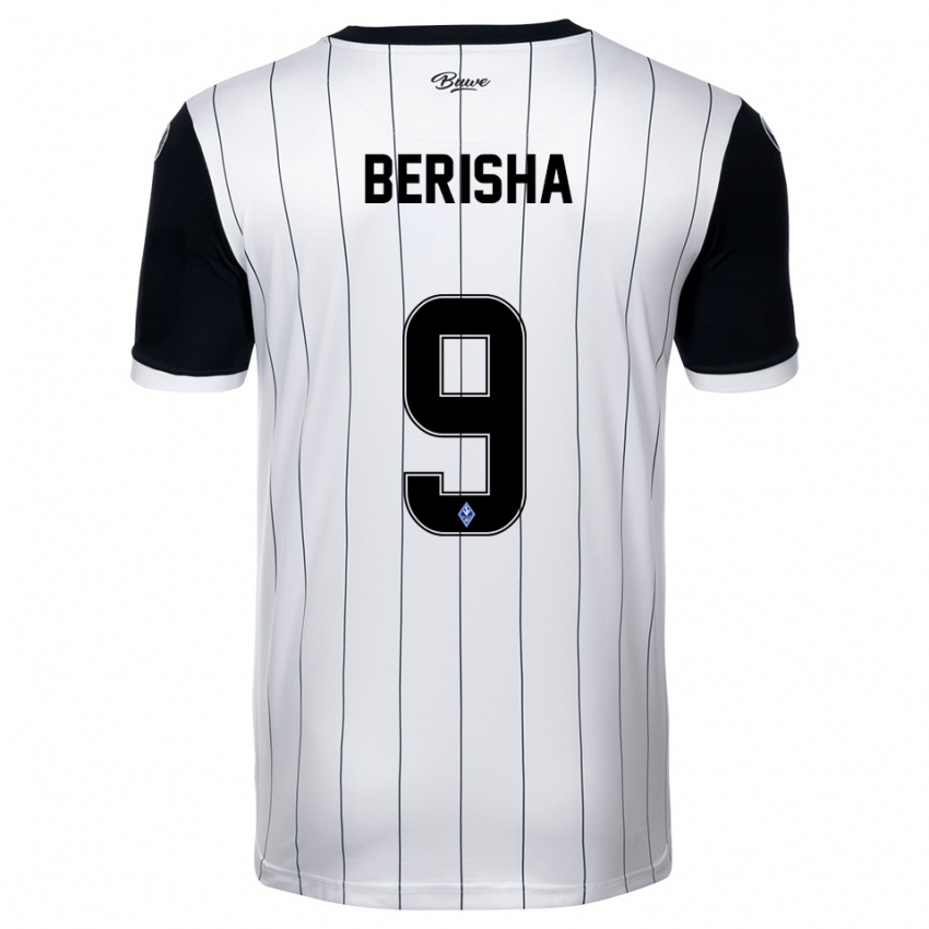 נשים Leotrim Berisha #9 לבן שחור הרחק ג'רזי 2025/26 חולצה קצרה