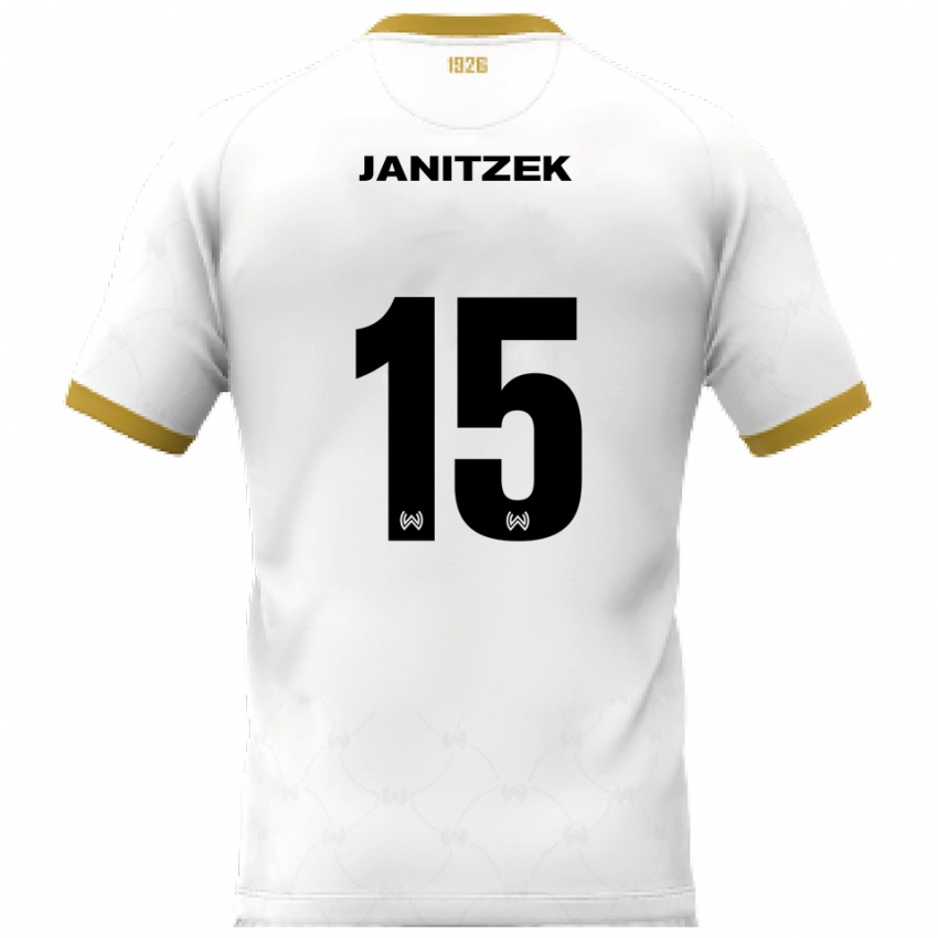 נשים ג'סטין ג'ניצק #15 לבן זהב הרחק ג'רזי 2025/26 חולצה קצרה