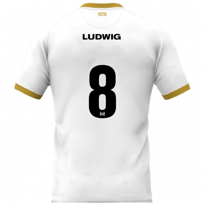 נשים Milan Ludwig #8 לבן זהב הרחק ג'רזי 2025/26 חולצה קצרה