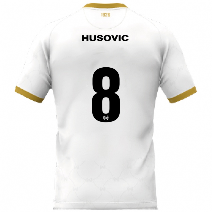 נשים אמין חוסוביץ' #8 לבן זהב הרחק ג'רזי 2025/26 חולצה קצרה