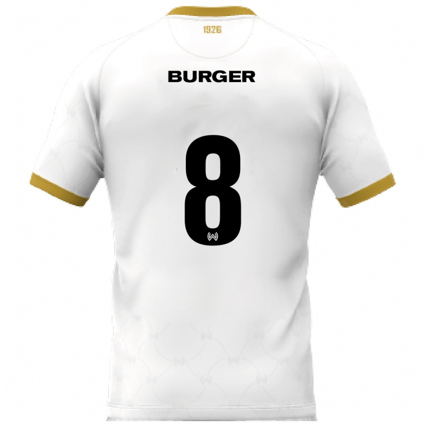 נשים Glenn Burger #8 לבן זהב הרחק ג'רזי 2025/26 חולצה קצרה