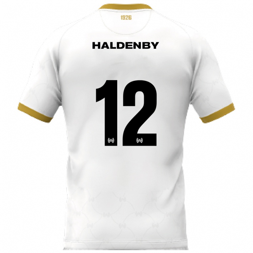 נשים Ben Haldenby #12 לבן זהב הרחק ג'רזי 2025/26 חולצה קצרה