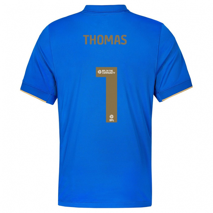 ילדים לוסי תומאס #1 כחול זהב ג'רזי ביתית 2025/26 חולצה קצרה