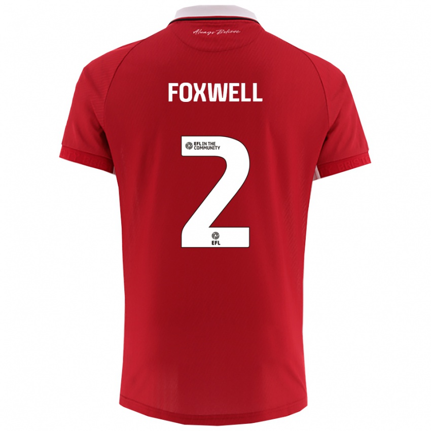 ילדים Jaiden Foxwell #2 אדום לבן ג'רזי ביתית 2025/26 חולצה קצרה