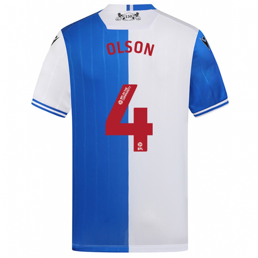 ילדים Charlie Olson #4 כחול לבן ג'רזי ביתית 2025/26 חולצה קצרה