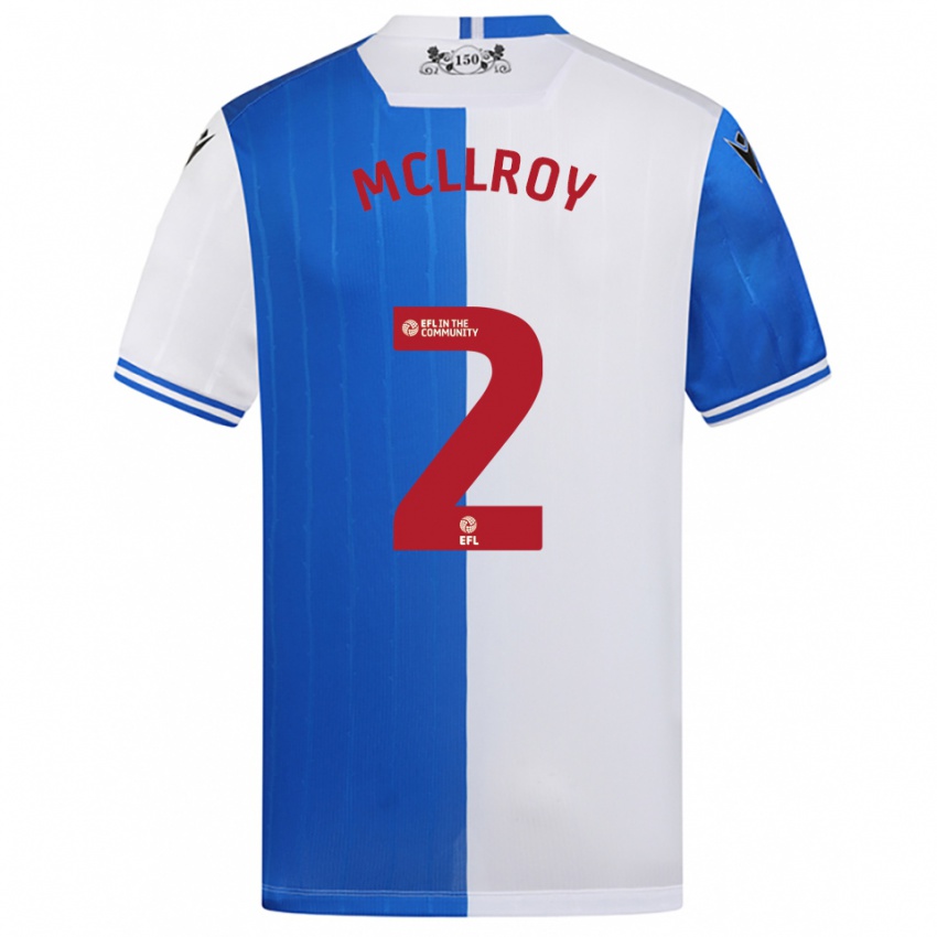 ילדים Alfie Mcllroy #2 כחול לבן ג'רזי ביתית 2025/26 חולצה קצרה