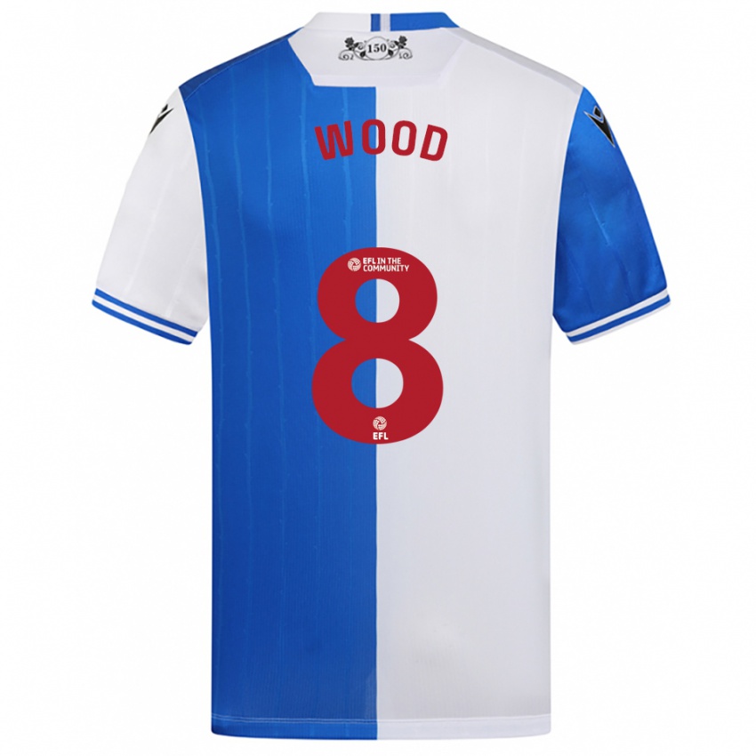 ילדים Harrison Wood #8 כחול לבן ג'רזי ביתית 2025/26 חולצה קצרה