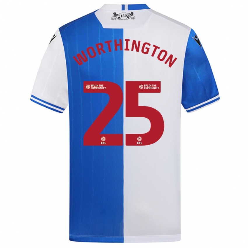 ילדים Nicola Worthington #25 כחול לבן ג'רזי ביתית 2025/26 חולצה קצרה