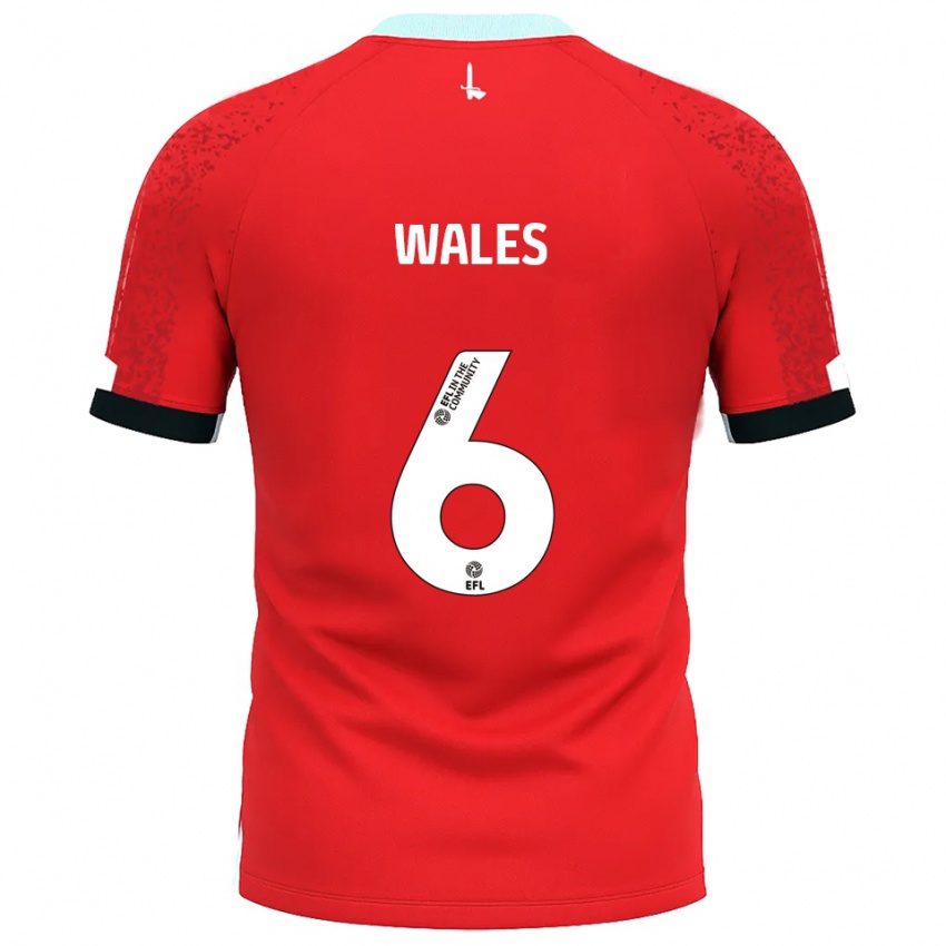 ילדים Manu Wales #6 אדום לבן ג'רזי ביתית 2025/26 חולצה קצרה