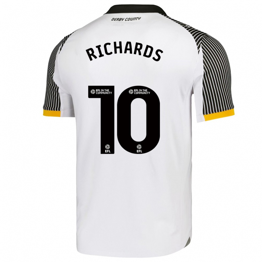 ילדים Jerome Richards #10 לבן שחור ג'רזי ביתית 2025/26 חולצה קצרה