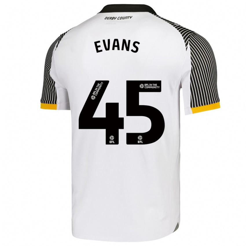 ילדים Harry Evans #45 לבן שחור ג'רזי ביתית 2025/26 חולצה קצרה