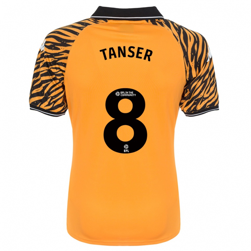 ילדים Ellie Tanser #8 כתום שחור ג'רזי ביתית 2025/26 חולצה קצרה