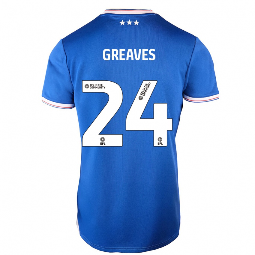 ילדים ג'ייקוב גריבס #24 כחול לבן ג'רזי ביתית 2025/26 חולצה קצרה