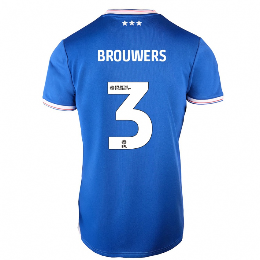 ילדים Steve Brouwers #3 כחול לבן ג'רזי ביתית 2025/26 חולצה קצרה