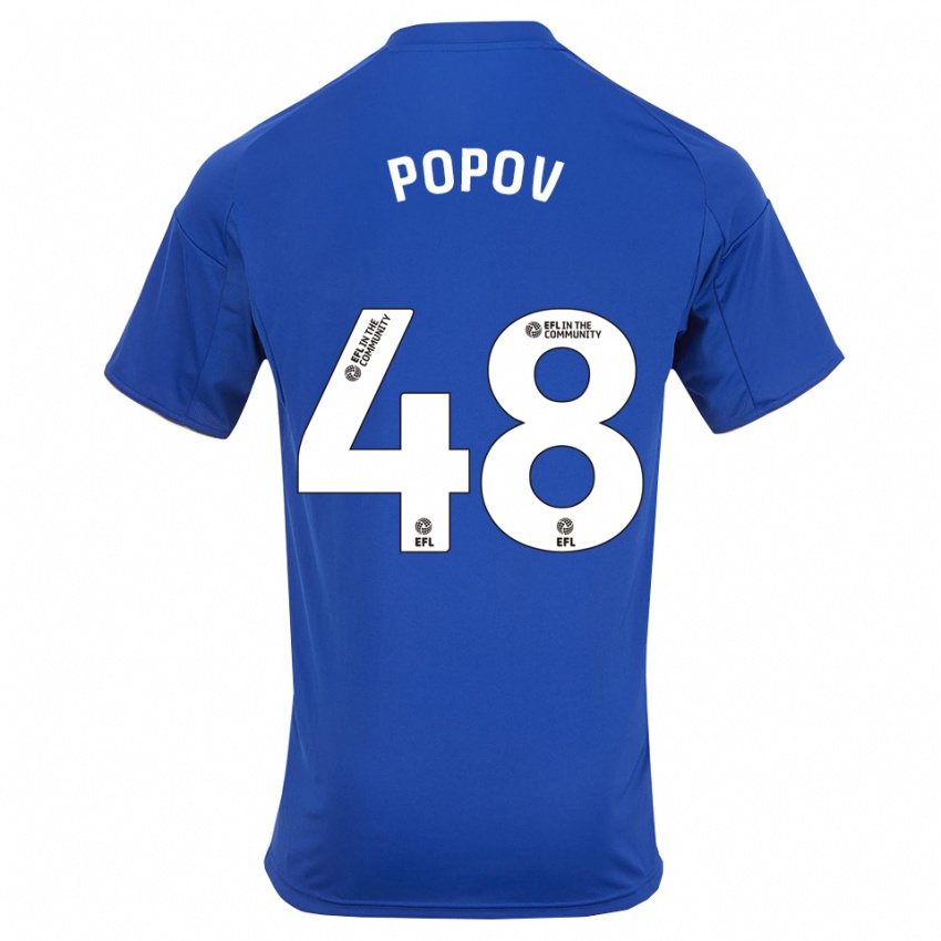 ילדים כריס פופוב #48 כחול זהב ג'רזי ביתית 2025/26 חולצה קצרה