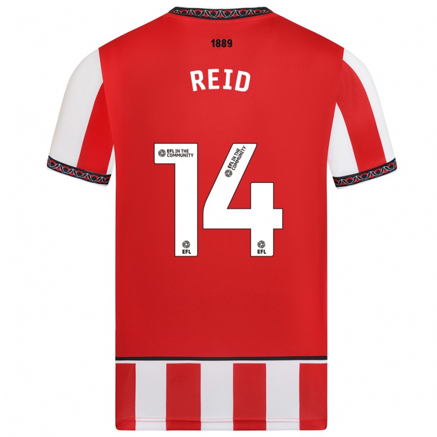 ילדים Aaron Reid #14 אדום לבן ג'רזי ביתית 2025/26 חולצה קצרה