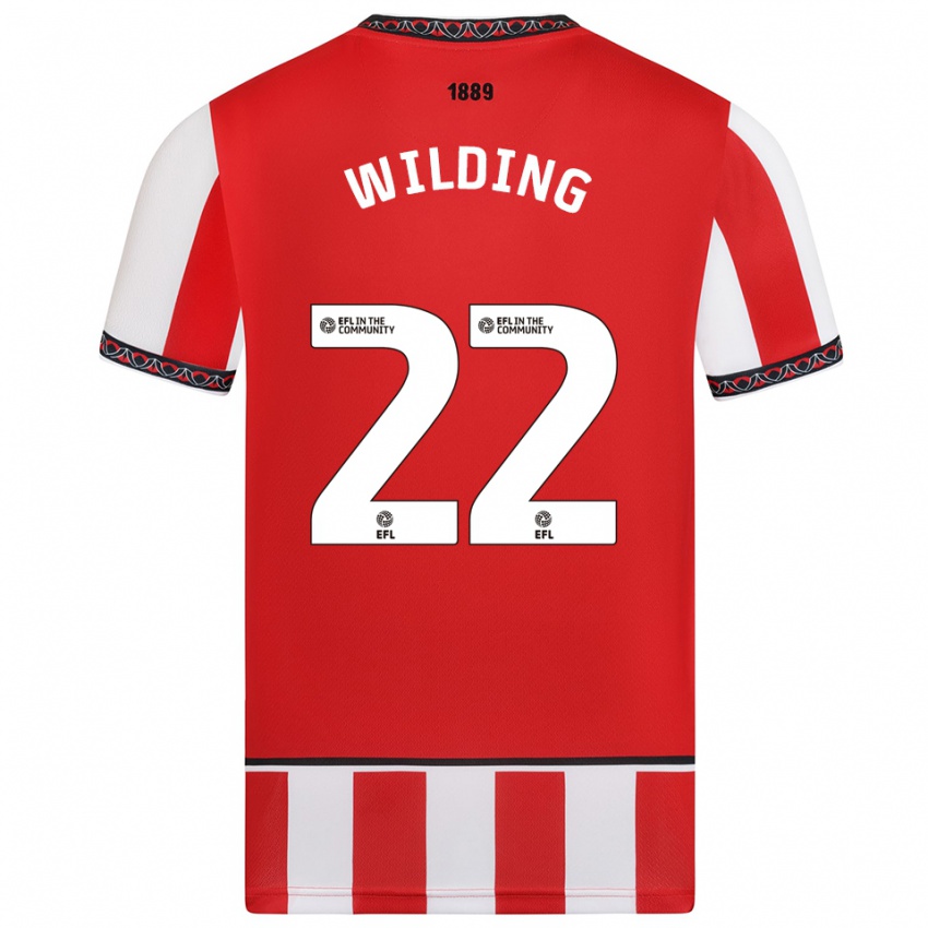 ילדים אנני וילדינג #22 אדום לבן ג'רזי ביתית 2025/26 חולצה קצרה