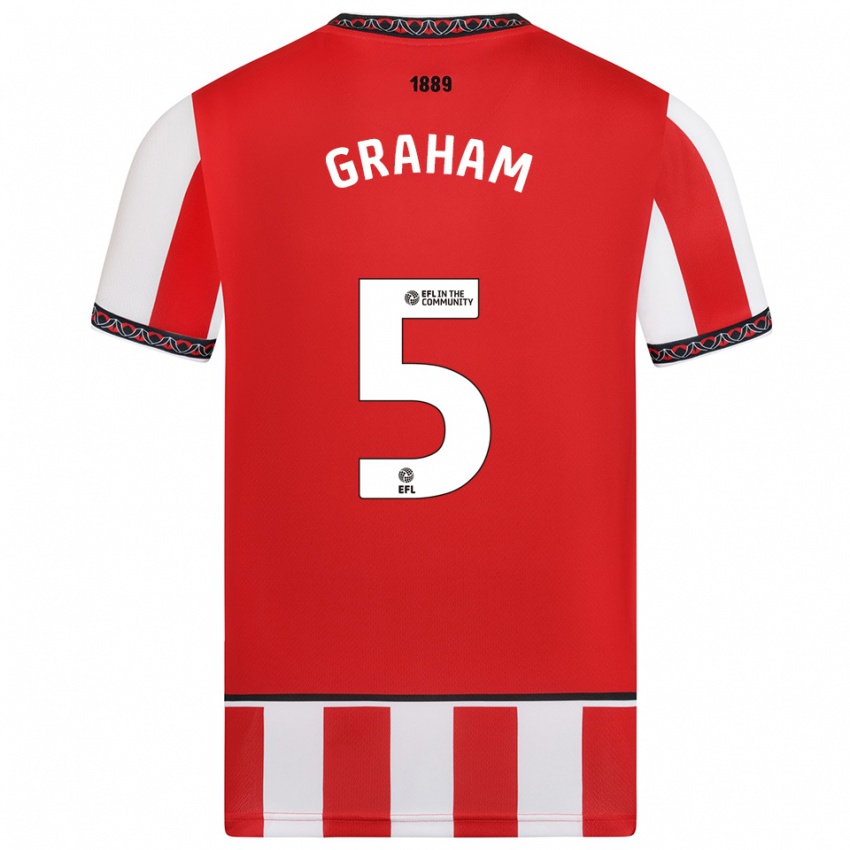 ילדים מולי גראהם #5 אדום לבן ג'רזי ביתית 2025/26 חולצה קצרה