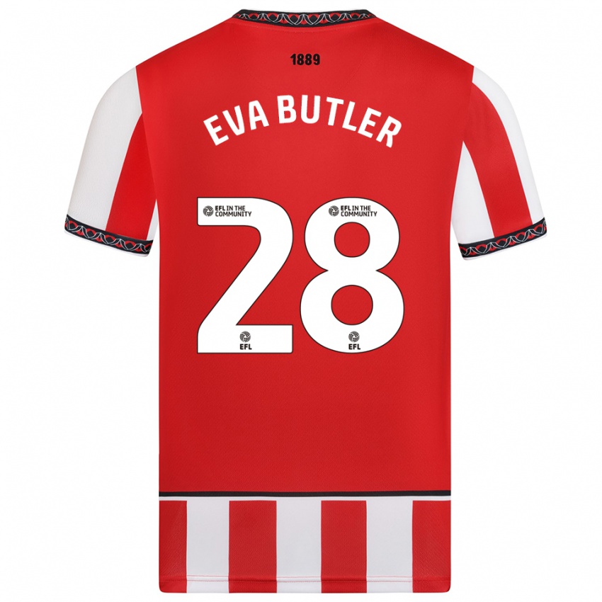 ילדים אווה באטלר #28 אדום לבן ג'רזי ביתית 2025/26 חולצה קצרה