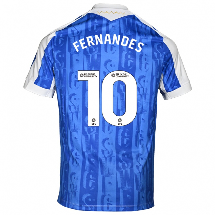 ילדים ברונו פרננדס #10 כחול לבן ג'רזי ביתית 2025/26 חולצה קצרה