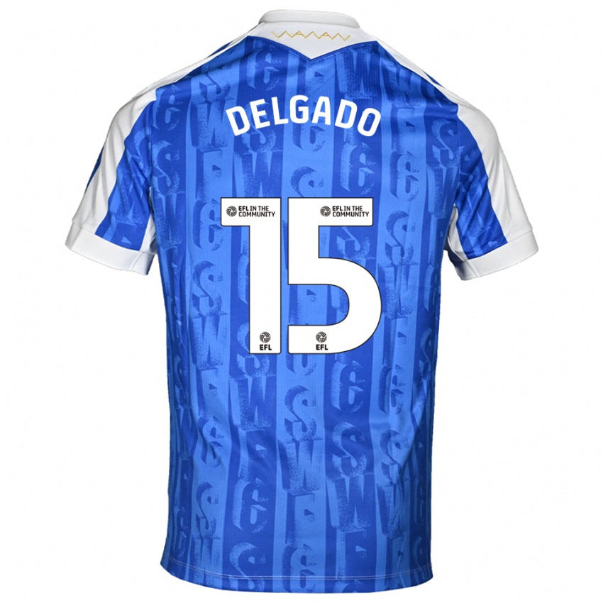 ילדים חואן דלגאדו #15 כחול לבן ג'רזי ביתית 2025/26 חולצה קצרה
