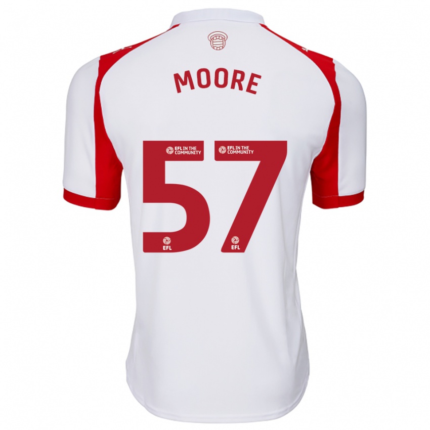 ילדים ג'יידן מור #57 לבן אדום ג'רזי ביתית 2025/26 חולצה קצרה
