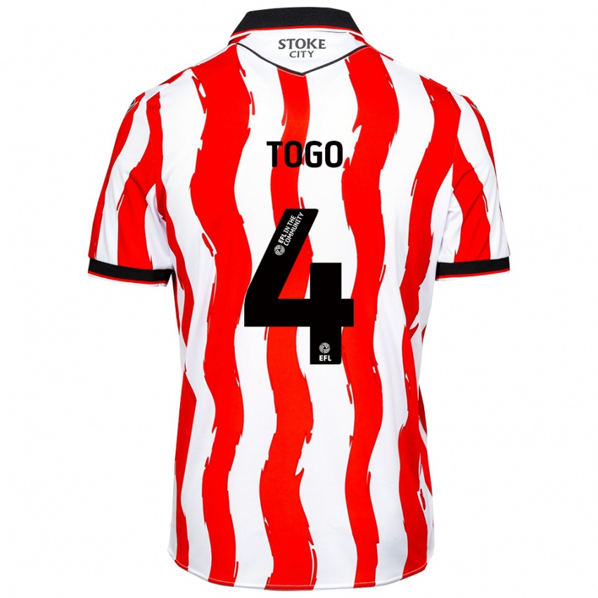 ילדים איאן טוגו #4 לבן אדום ג'רזי ביתית 2025/26 חולצה קצרה