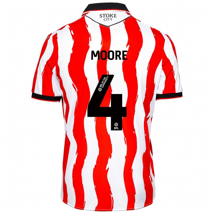 ילדים Sidney Moore #4 לבן אדום ג'רזי ביתית 2025/26 חולצה קצרה