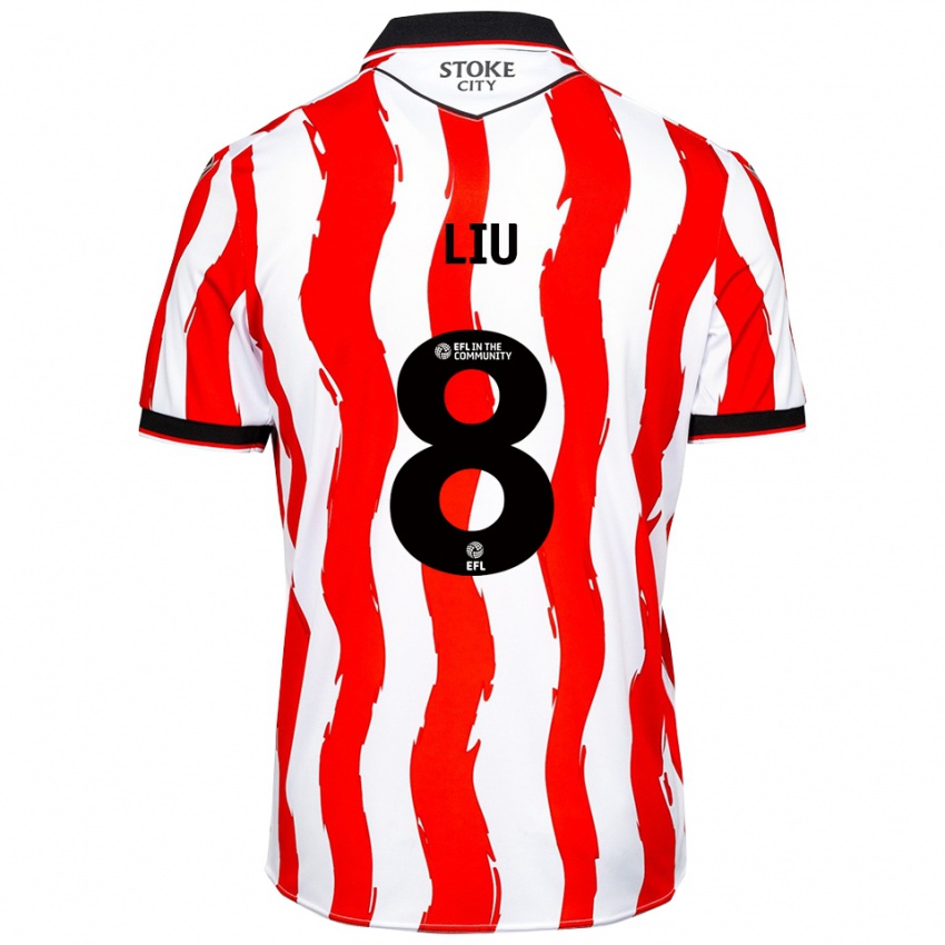 ילדים Ryan Liu #8 לבן אדום ג'רזי ביתית 2025/26 חולצה קצרה
