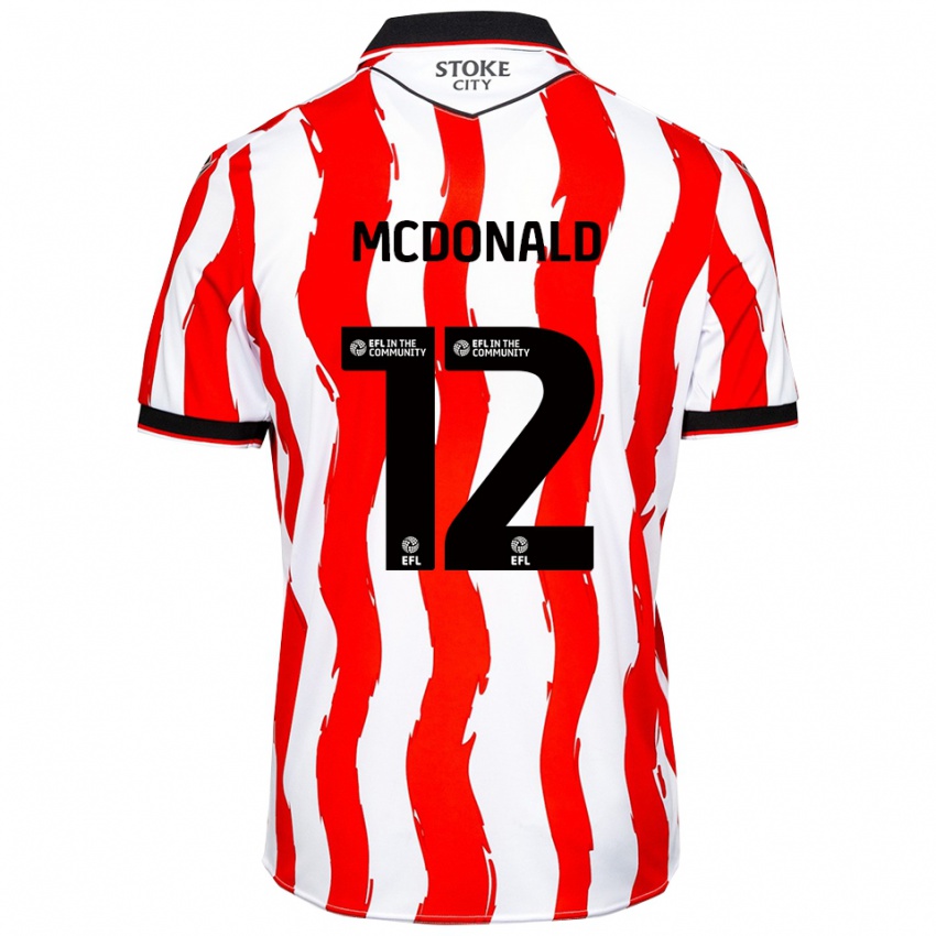 ילדים קיילי מקדונלד #12 לבן אדום ג'רזי ביתית 2025/26 חולצה קצרה